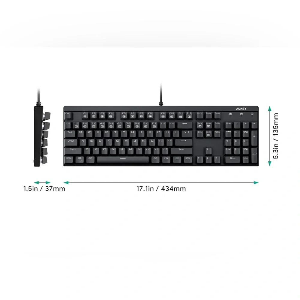 AUKEY KM-G6 Wired Keyboard Mechanical For Windows Gaming PC 104 Keys